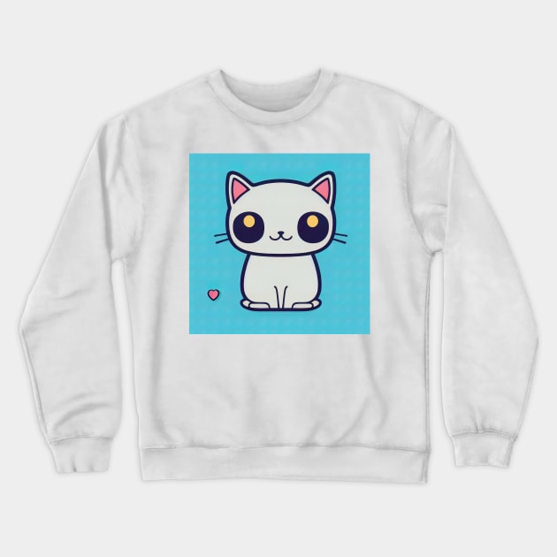 Cartoon cat character icon logo Crewneck Sweatshirt by DyeruArt